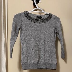 Banana Republic grey sweater with metallic beading